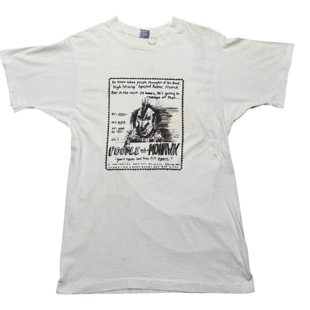 Vintage 1980s Lynda Barry Poodle With a Mohawk T-Shirt Single Stitch L